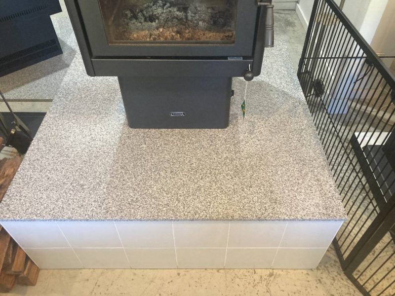 Granite Full Slab 1200×1200 Straight Wall Hearth Speckled Grey